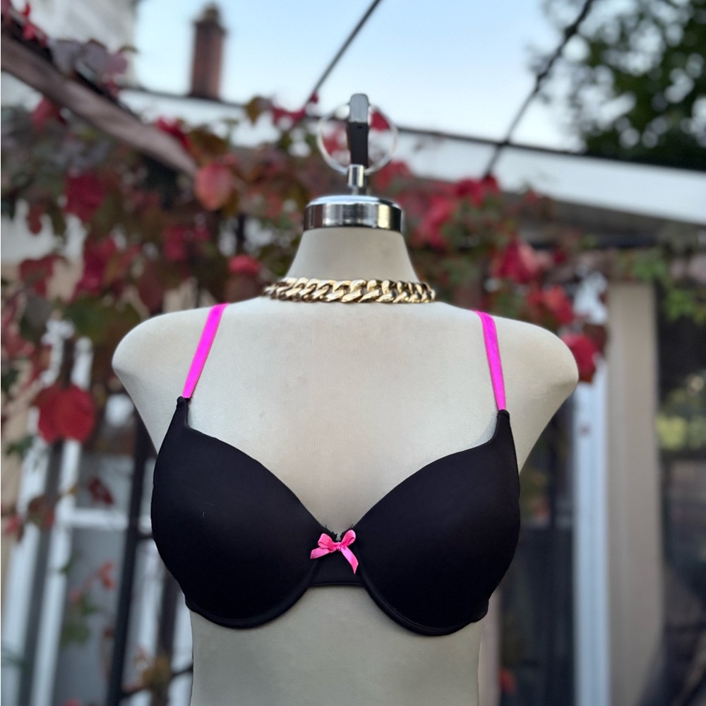 Honeydew Intimates Push Up Black Bra with Pink Straps Size 36 C